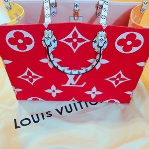RARE NEW Louis Vuitton Onthego Rouge Red Pink Tote